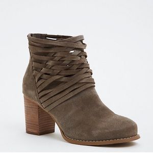 GENUINE SUEDE STRAPPY BOOTIES (WIDE WIDTH)
